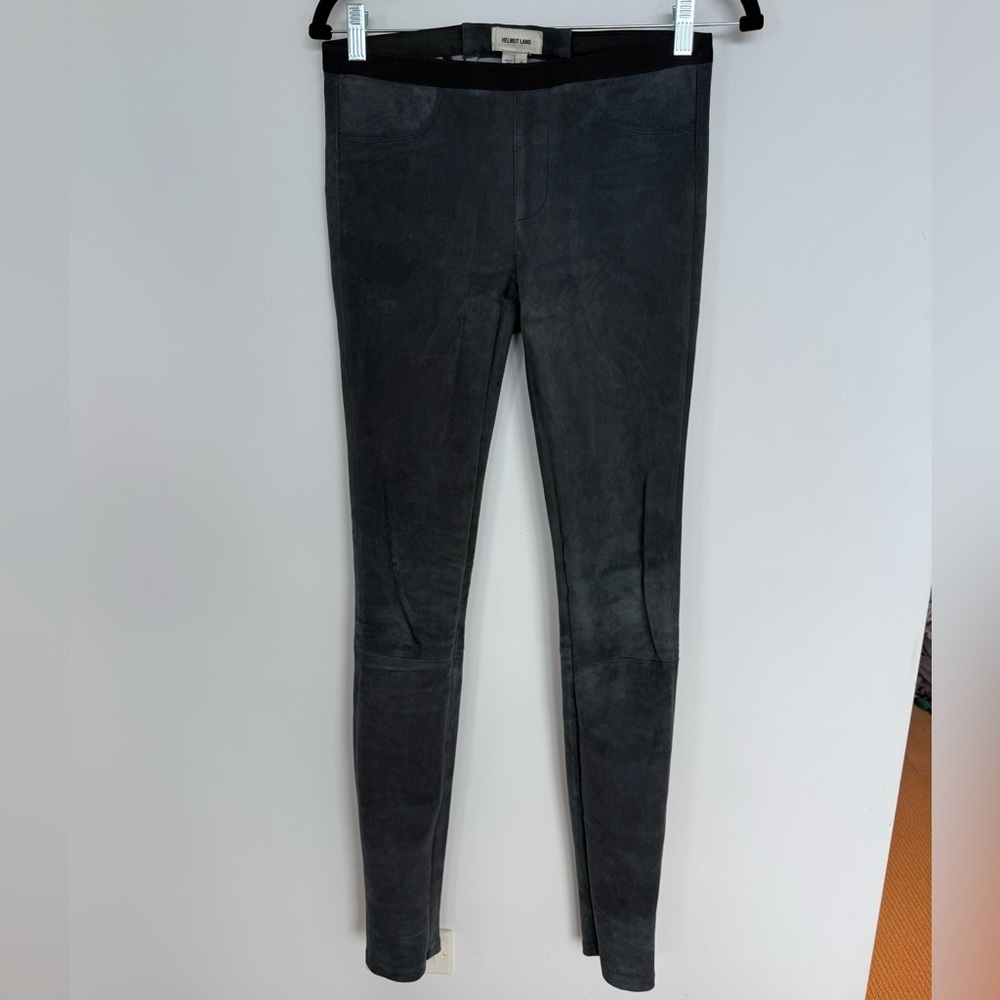 Helmut Lang Patina Grey Lamb Leather Suede Leggings